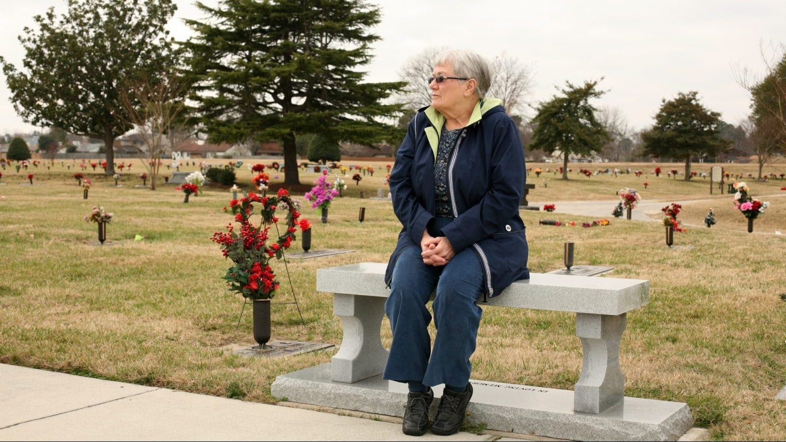 Widow At A Cemetery Stock Photo